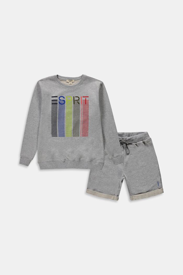Set: jumper and shorts, 100% cotton, PASTEL GREY, detail image number 0