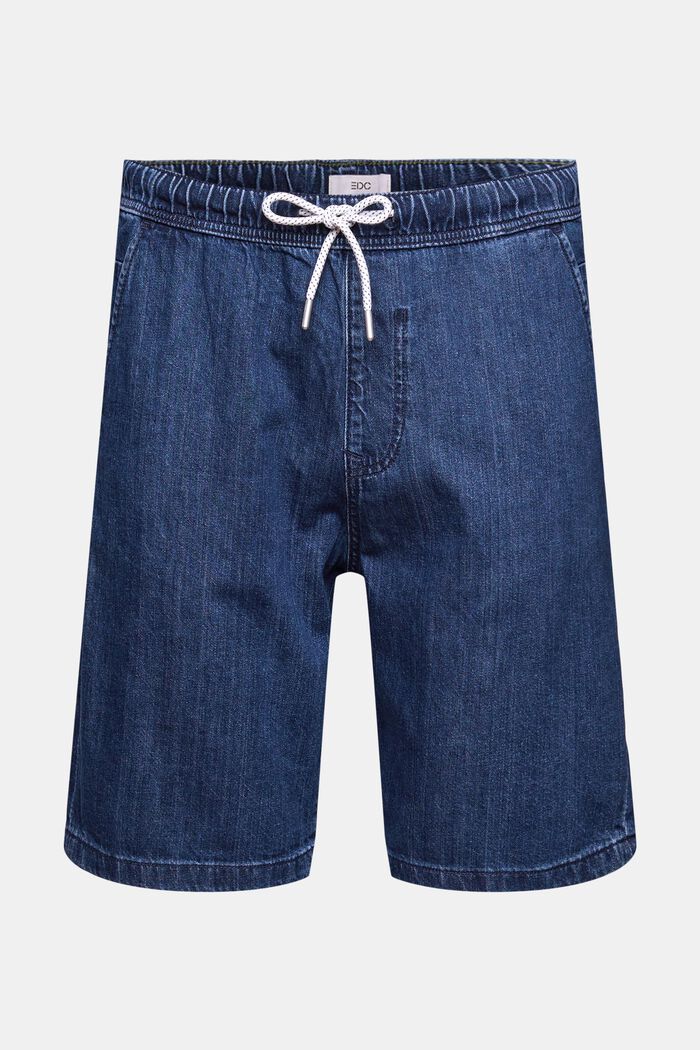 Denim shorts with a drawstring waist, BLUE DARK WASHED, detail image number 7