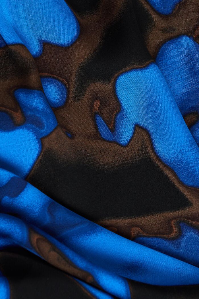 Smocked Satin Print Blouse, BRIGHT BLUE, detail image number 6