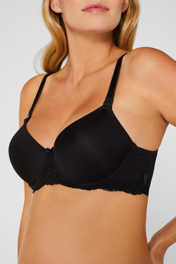 Nursing bra with underwiring and lace, BLACK, detail image number 0