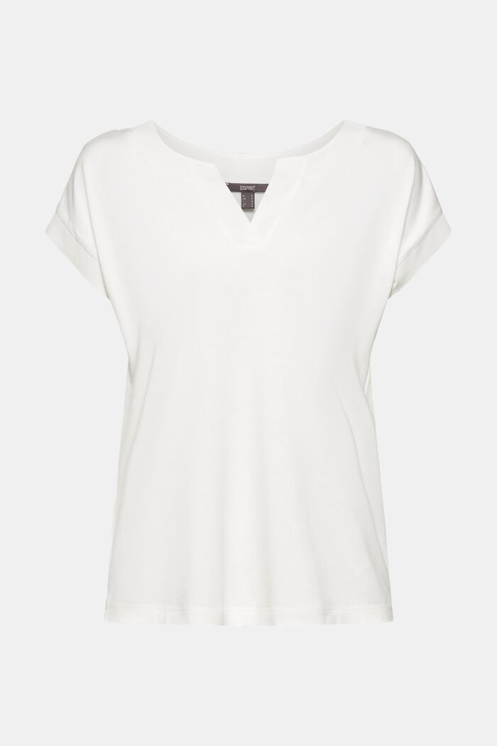 Lyocell blend T-shirt with chiffon details, OFF WHITE, detail image number 0