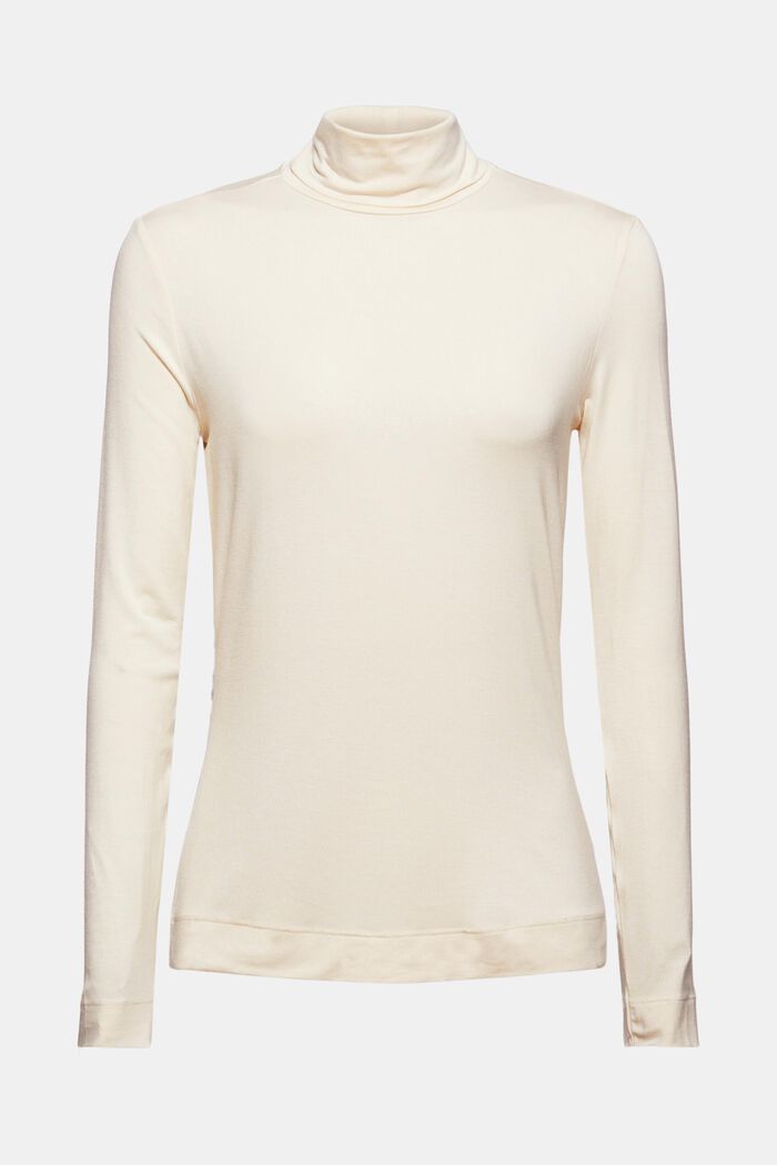 Made of TENCEL™/stretch: polo neck long sleeve top, ICE, detail image number 6