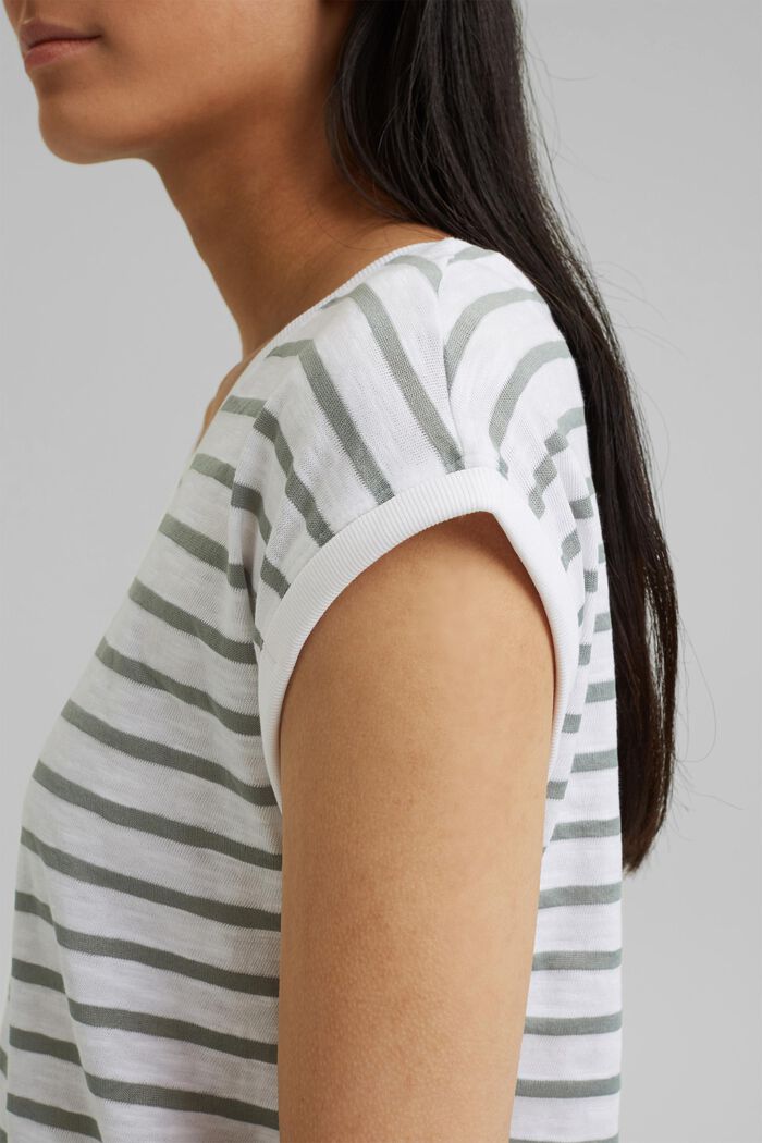 Recycled: striped T-shirt containing organic cotton, LIGHT KHAKI, detail image number 2