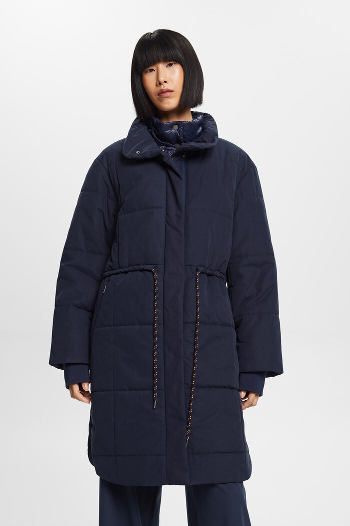 Recycled: quilted coat with fleece lining, NAVY, detail image number 1