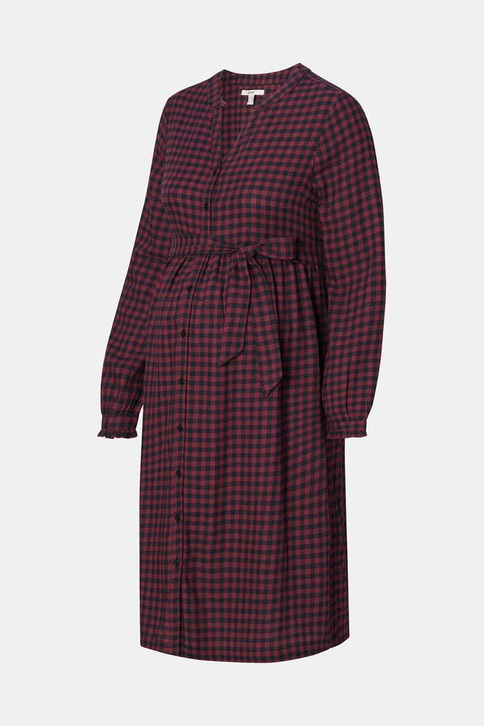 MATERNITY Checked Flannel Nursing Dress, PLUM RED, detail image number 5