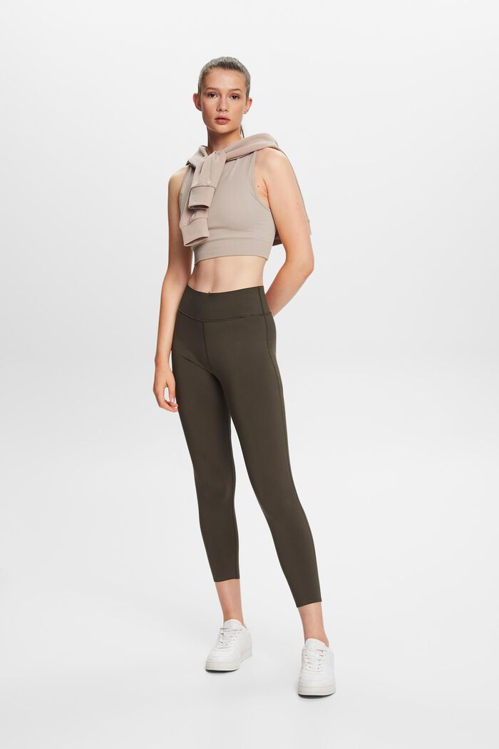 Recycled: Active leggings with E-DRY, DARK KHAKI, detail image number 1
