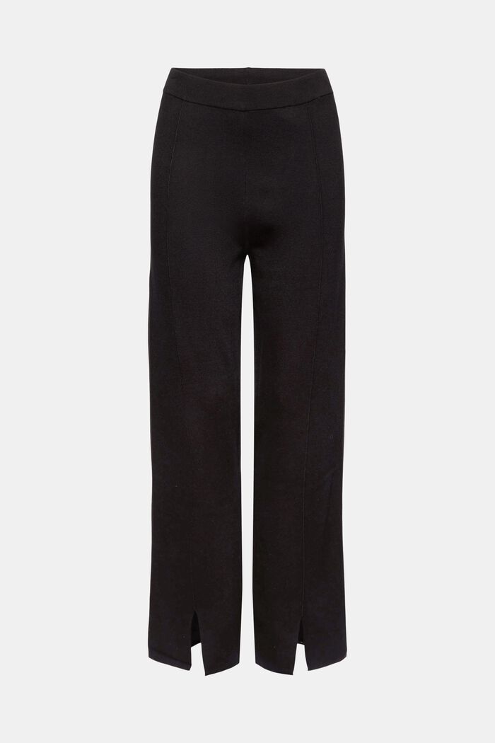 Knitted trousers with LENZING™ ECOVERO™, BLACK, overview