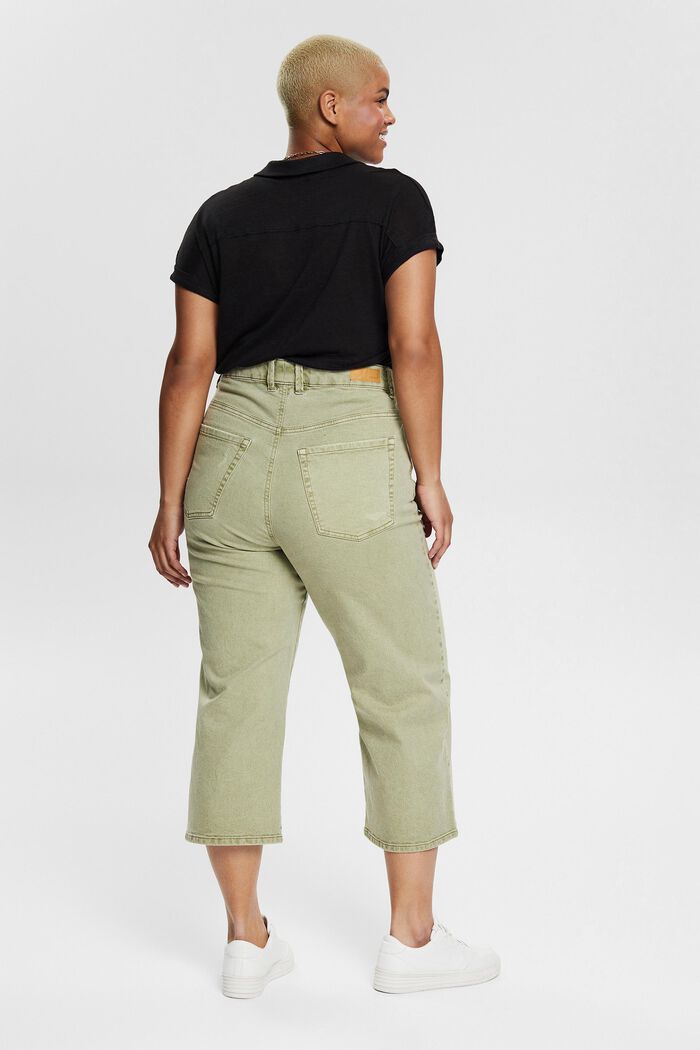 CURVY denim culottes with distressed effects, LIGHT KHAKI, detail image number 3