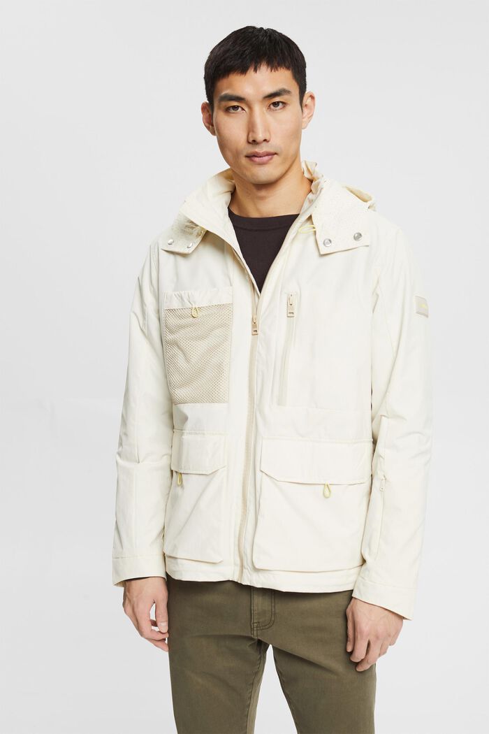 Made of recycled material: High-performance jacket with a hood, CREAM BEIGE, detail image number 0