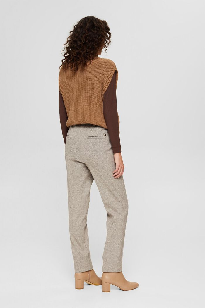 Recycled: textured trousers with elasticated waistband, CARAMEL, detail image number 3