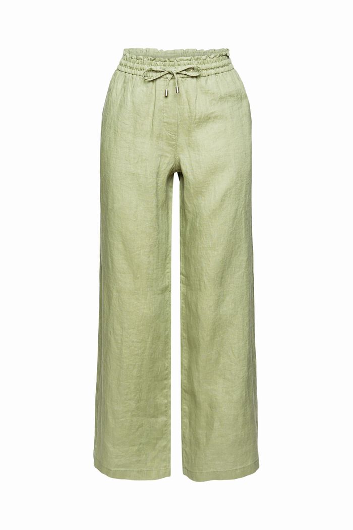 Linen trousers with a wide leg, LIGHT KHAKI, detail image number 7