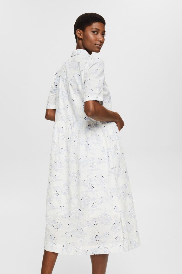 Patterned dress with floral embroidery, OFF WHITE, detail image number 2
