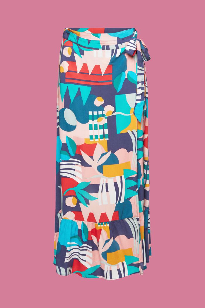 Wrap skirt with multi-coloured print, INK, detail image number 5
