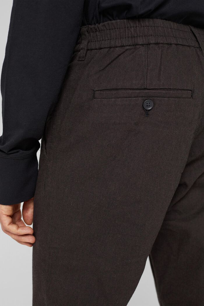 Two-tone suit trousers made of blended cotton, DARK BROWN, detail image number 4