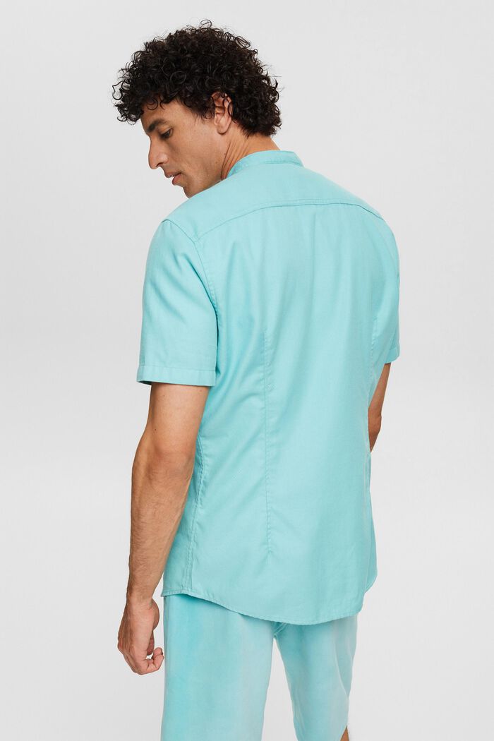 Canvas shirt with a band collar, LIGHT TURQUOISE, detail image number 3