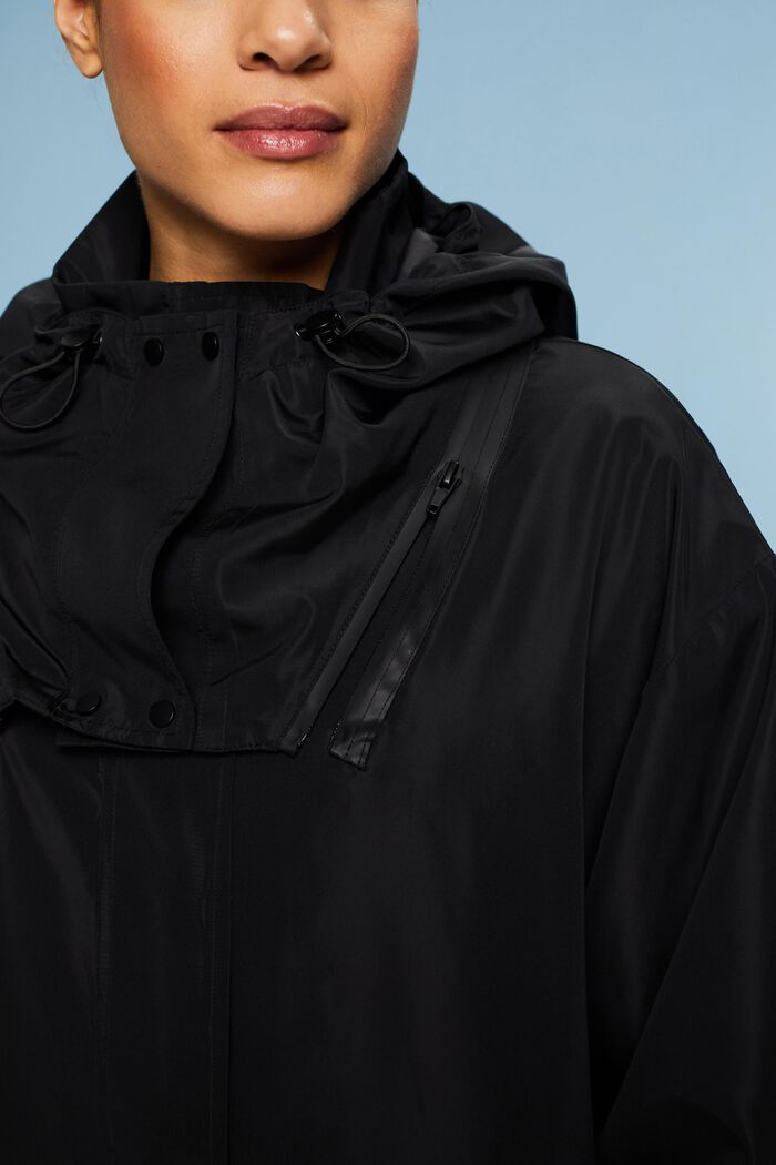 Detachable Hooded Coat, BLACK, detail image number 3