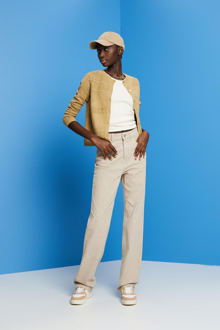 High-rise straight leg trousers, LIGHT TAUPE, detail image number 1