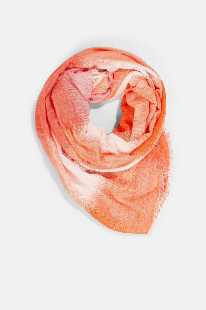Lightweight scarf with a check pattern, CORAL, detail image number 0