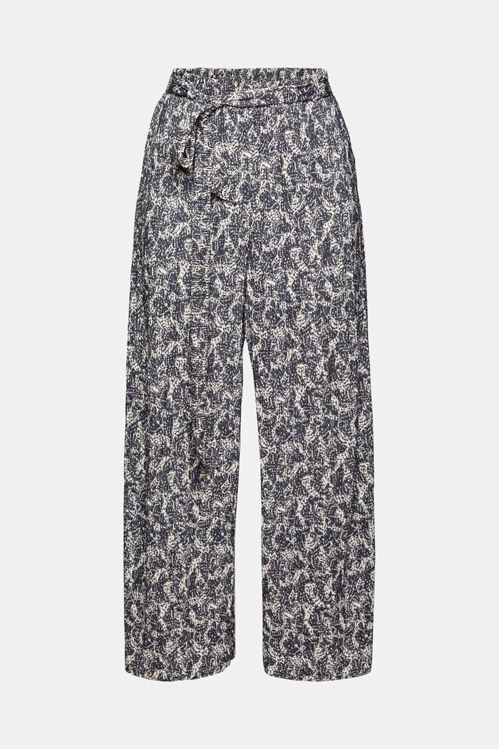 Patterned trousers with a crinkle finish