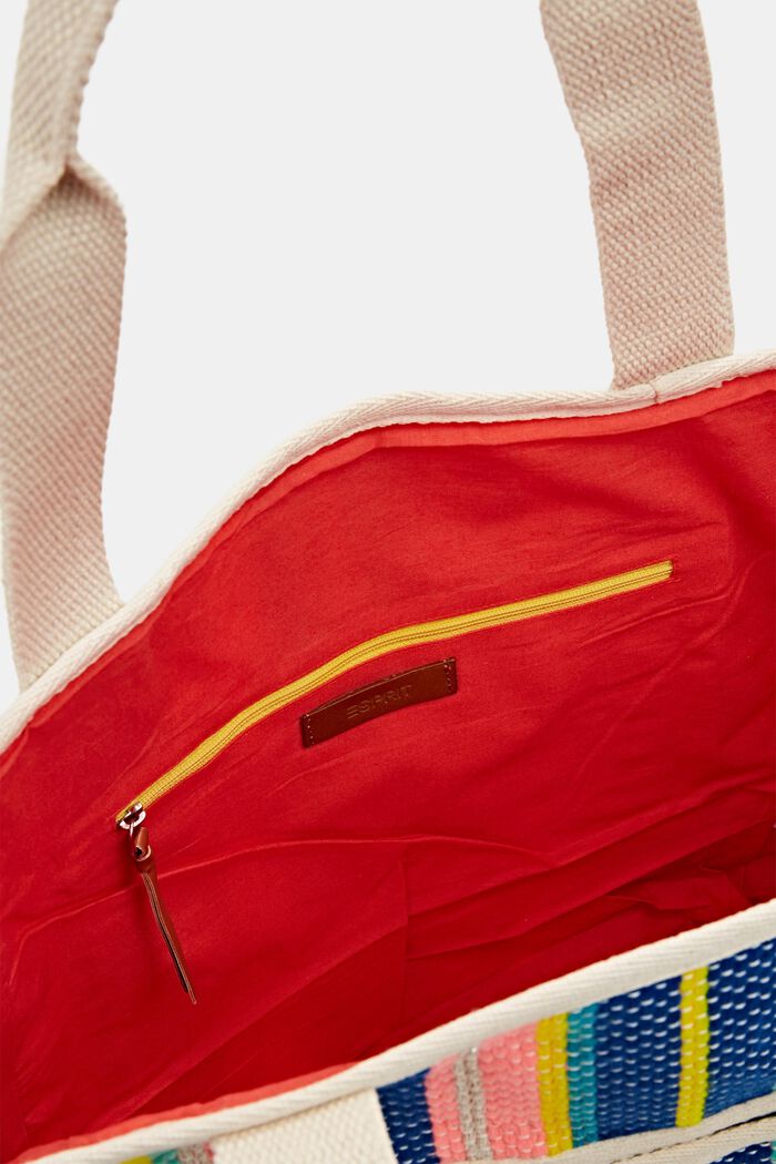 Colourfully striped shopper, CORAL, detail image number 4