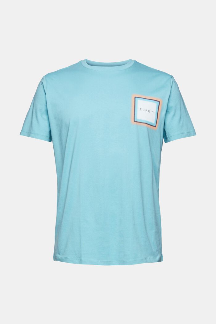 Jersey T-shirt with a print, LIGHT TURQUOISE, overview