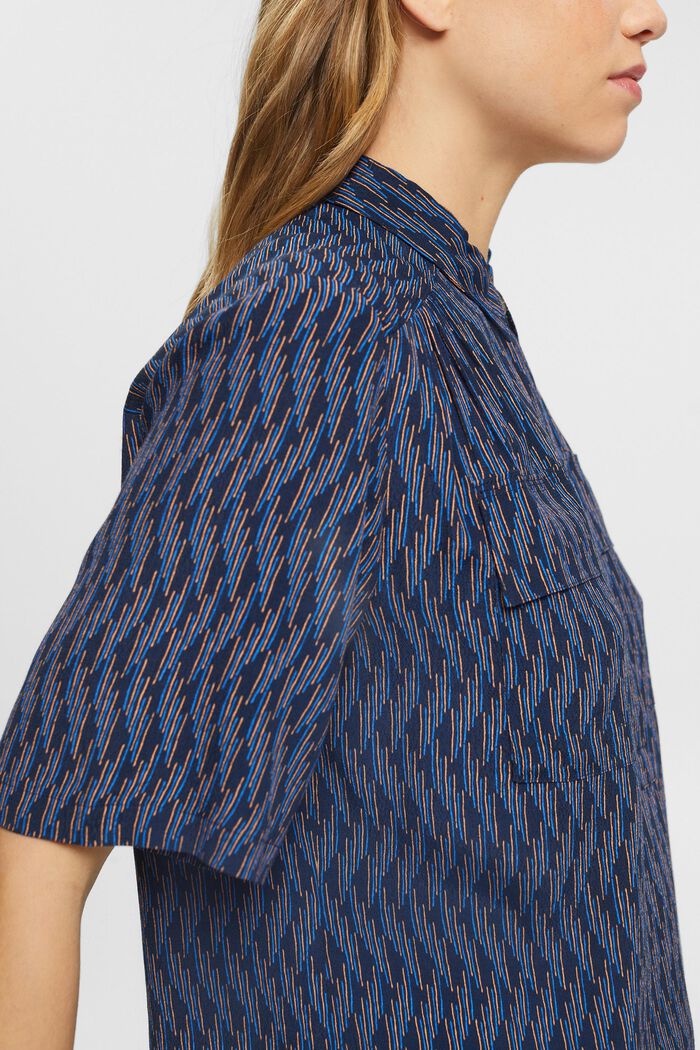 Crêpe blouse with all-over pattern, NAVY, detail image number 2