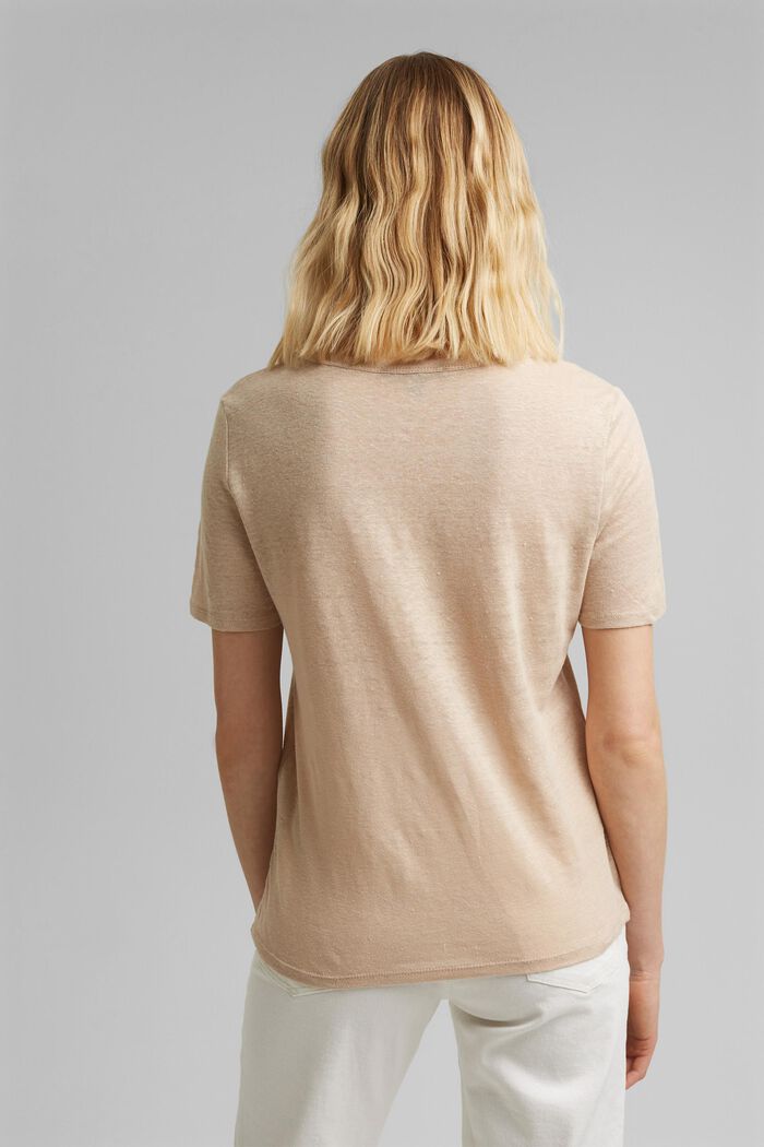 Made of linen: Basic T-shirt, DUSTY NUDE, detail image number 3