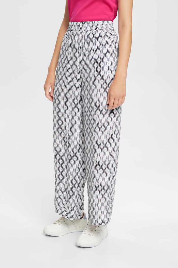 Patterned wide leg trousers, OFF WHITE, detail image number 1