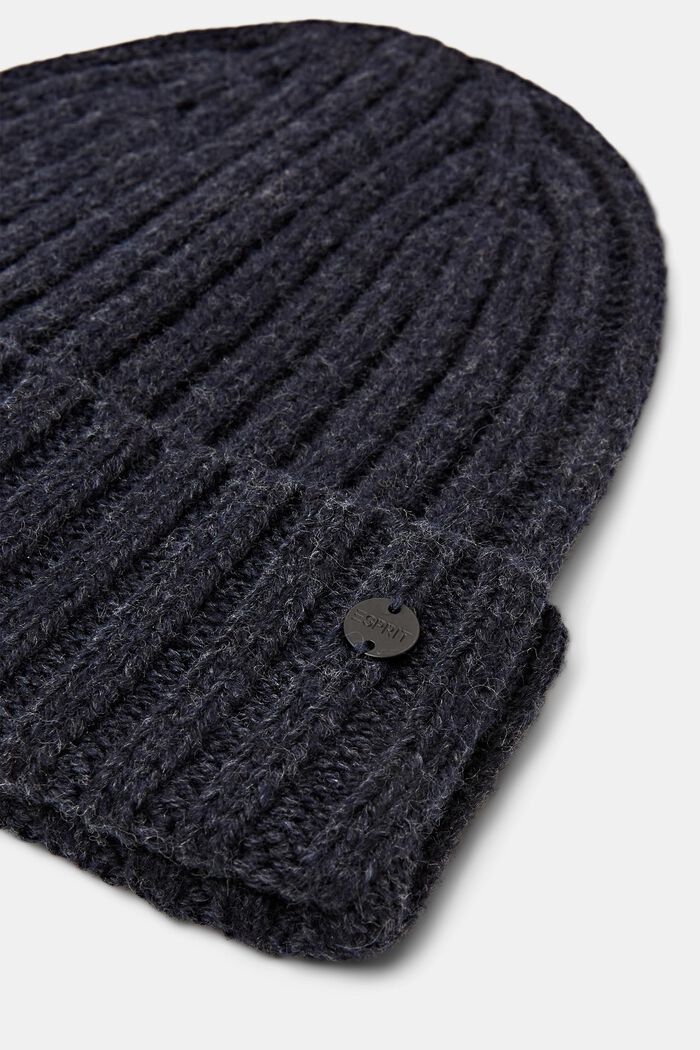 Chunky Ribbed-Knit Beanie, NAVY, detail image number 1