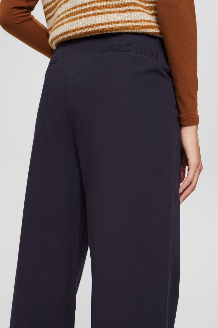 Wide leg trousers with button fly, 100% cotton, NAVY, detail image number 5