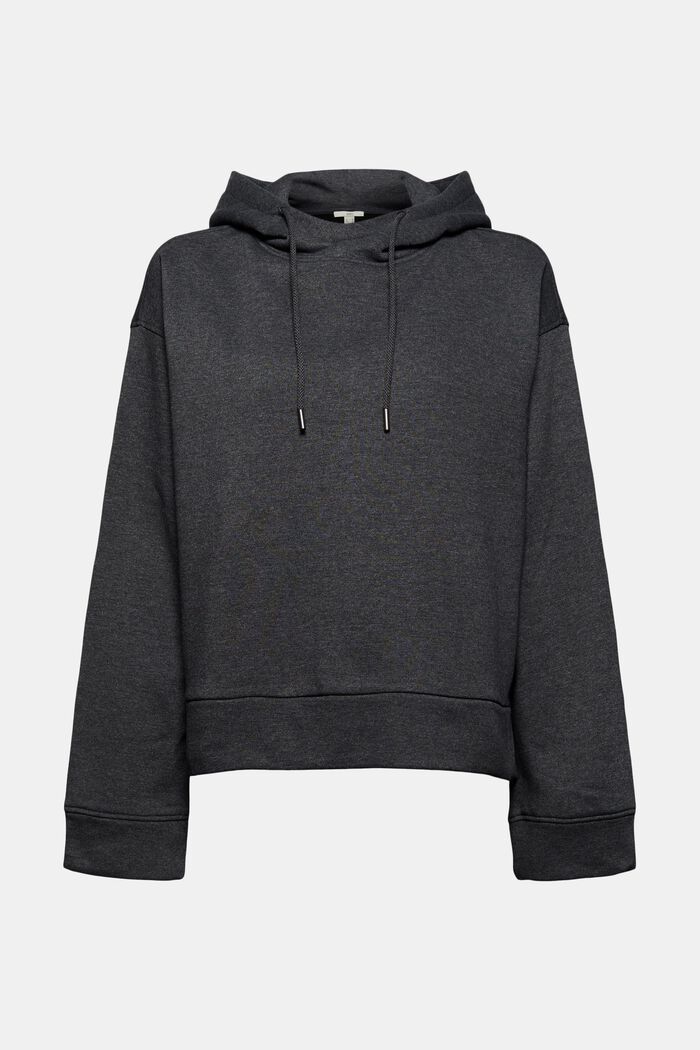 Hoodie made of organic blended cotton, BLACK, overview