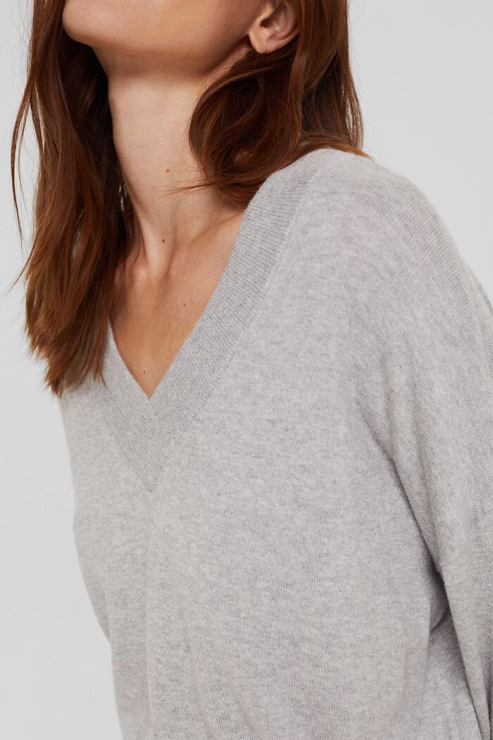 Cashmere blend: V-neck jumper, LIGHT GREY, detail image number 2