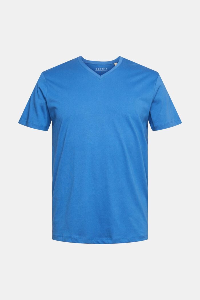 Jersey v-neck t-shirt, BLUE, overview