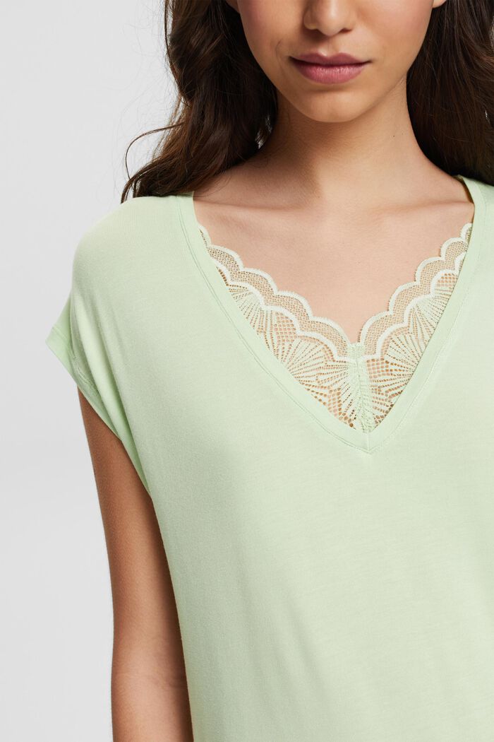 Pyjamas with lace details, LENZING™ ECOVERO™, LIGHT GREEN, detail image number 3