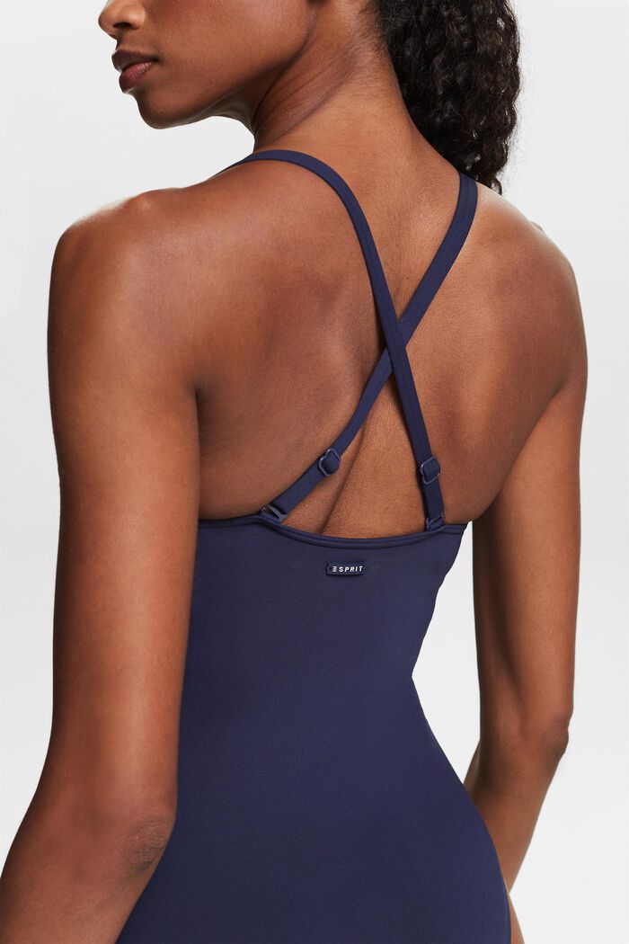 Made of recycled material: unpadded swimsuit with underwiring, NAVY, detail image number 1