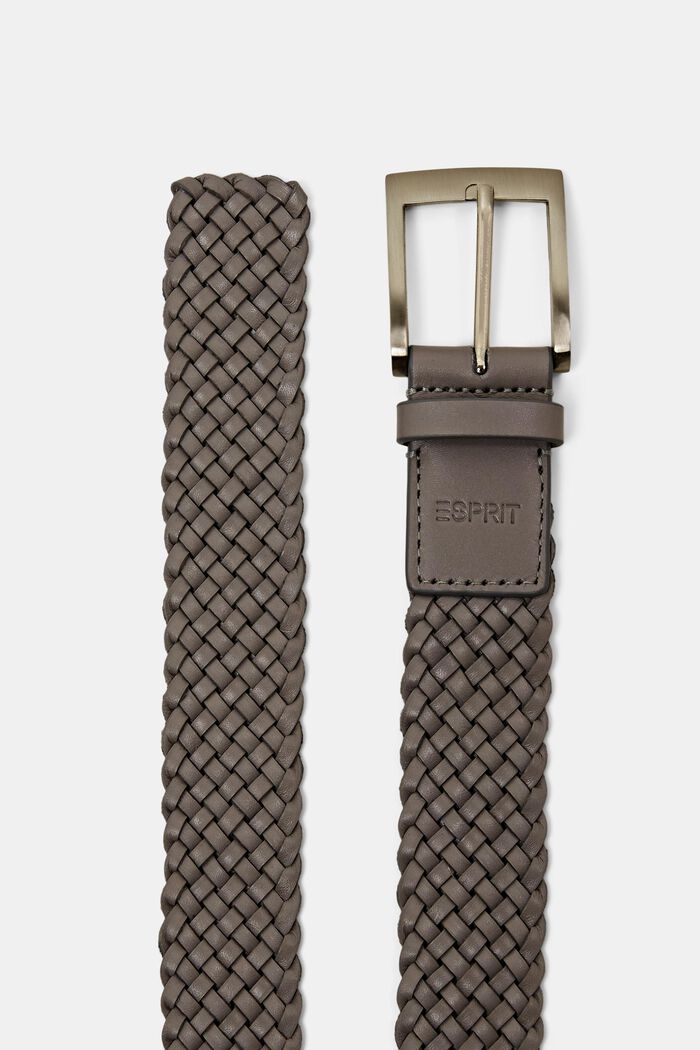 Braided Leather Belt, LIGHT GREY, detail image number 1