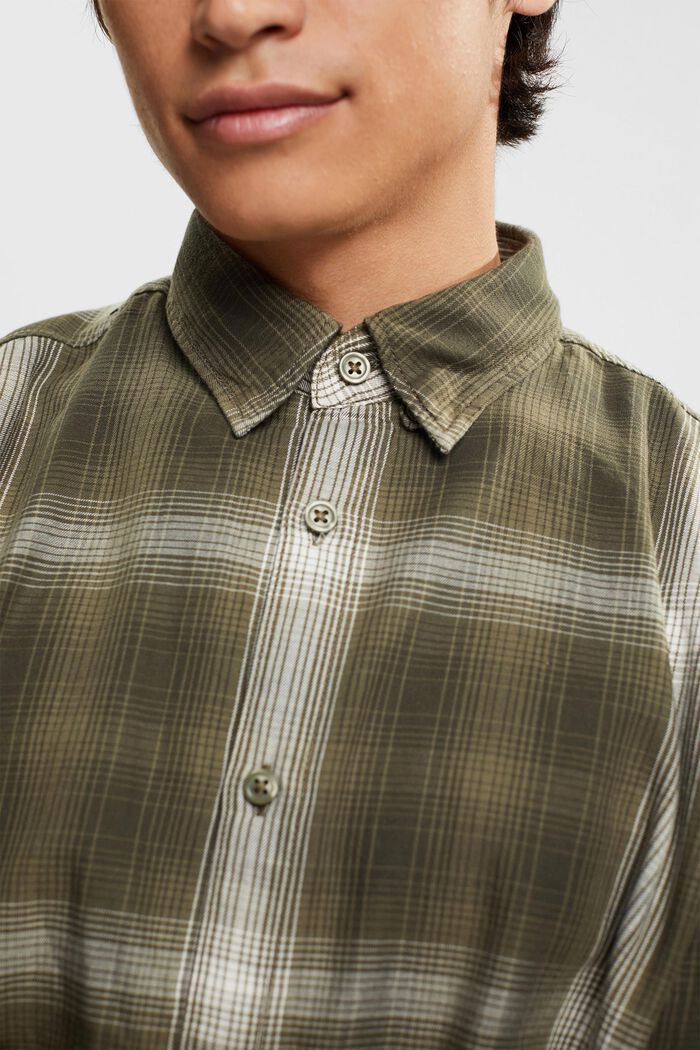 Checked shirt, 100% cotton, KHAKI GREEN, detail image number 2