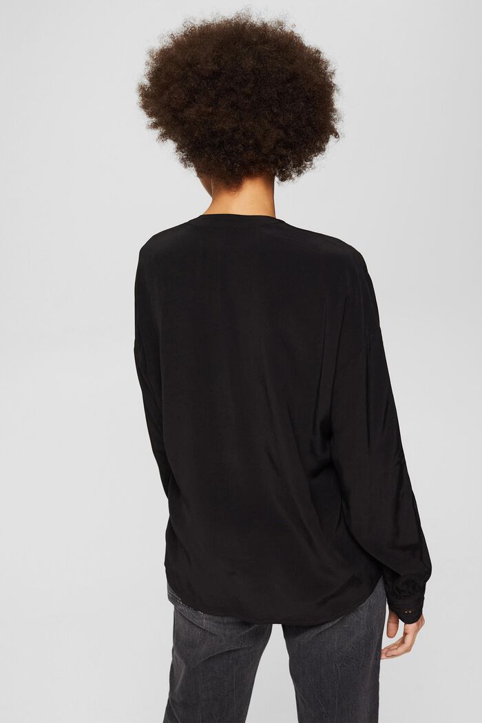 Blouse with frills, LENZING™ ECOVERO™, BLACK, detail image number 3