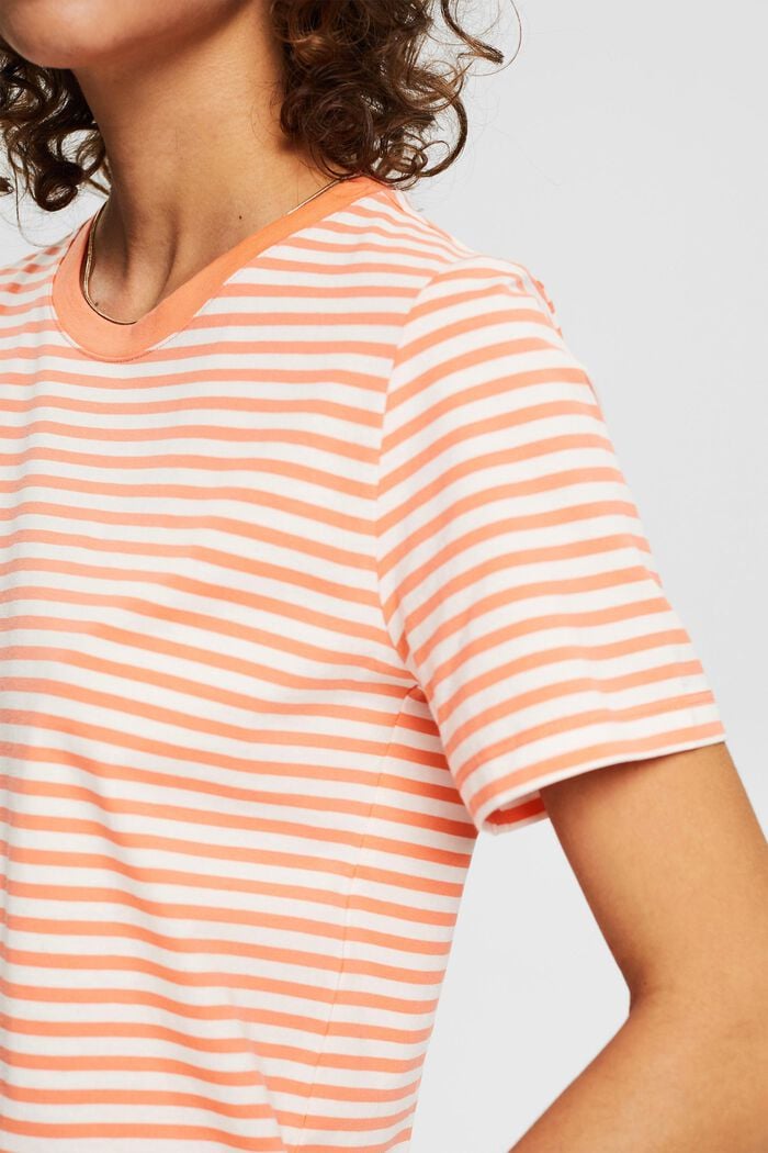 Striped T-shirt made of organic cotton, CORAL ORANGE, detail image number 2