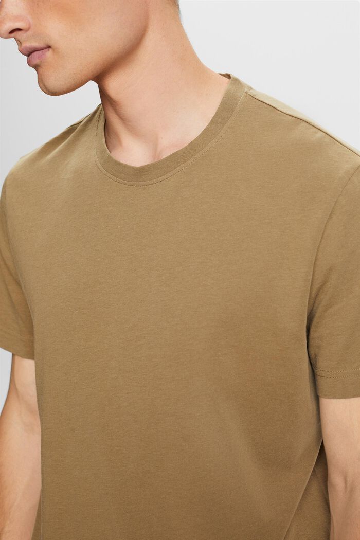 Jersey crewneck t-shirt, 100% cotton, KHAKI GREEN, detail image number 2