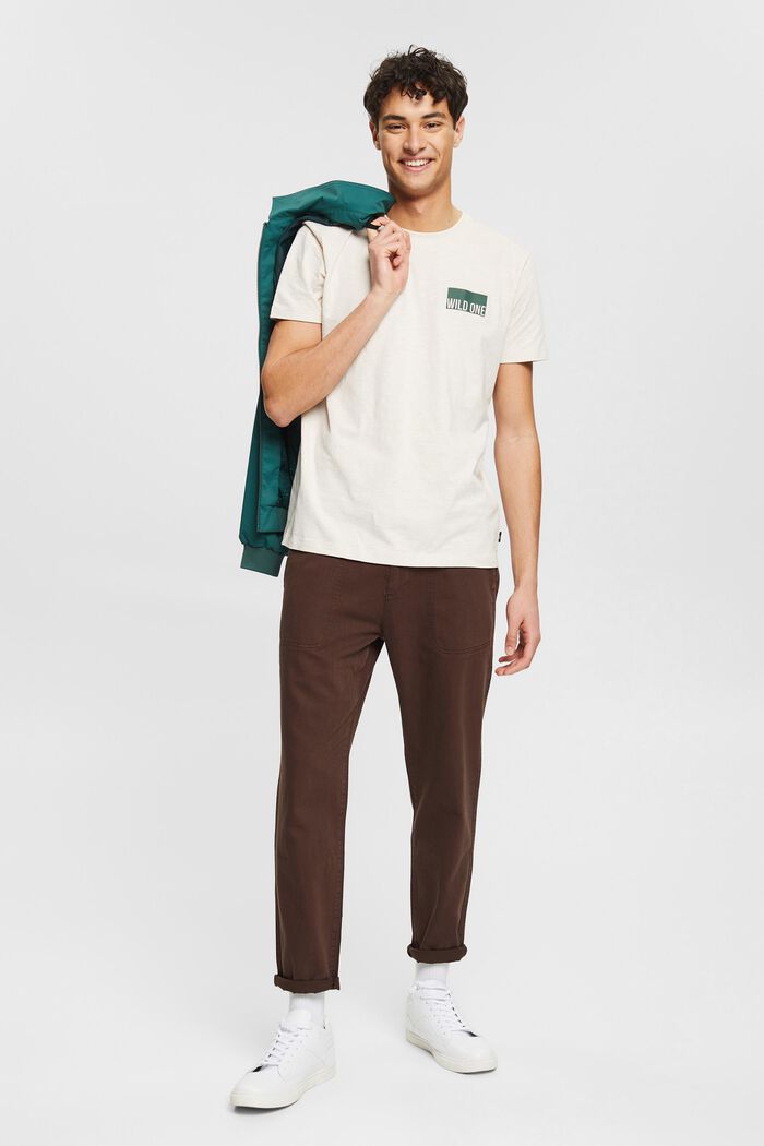 With linen: tracksuit bottoms with a drawstring waistband, BROWN, detail image number 1