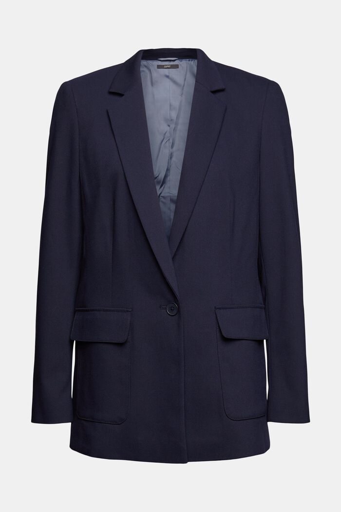 Lined blazer with flap pockets, NAVY, overview