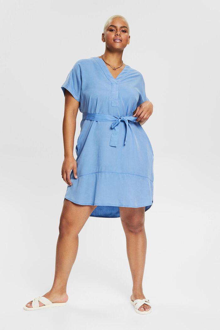 CURVY casual shirt dress made of TENCEL™, LIGHT BLUE LAVENDER, detail image number 6