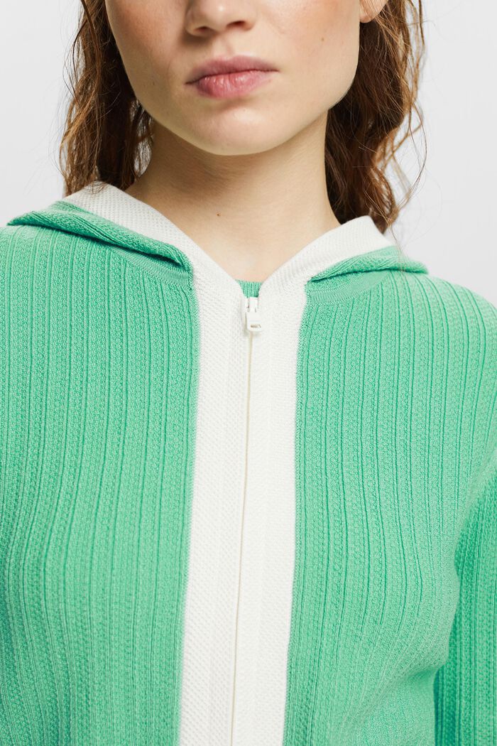 Rib-Knit Full-Zip Hooded Sweater, DUSTY GREEN, detail image number 3