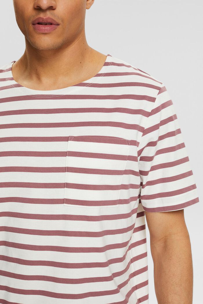 Striped T-shirt with a breast pocket, DARK OLD PINK, detail image number 1