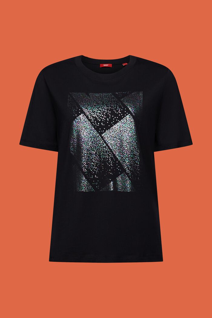 Holographic Print T-Shirt, BLACK, detail image number 5