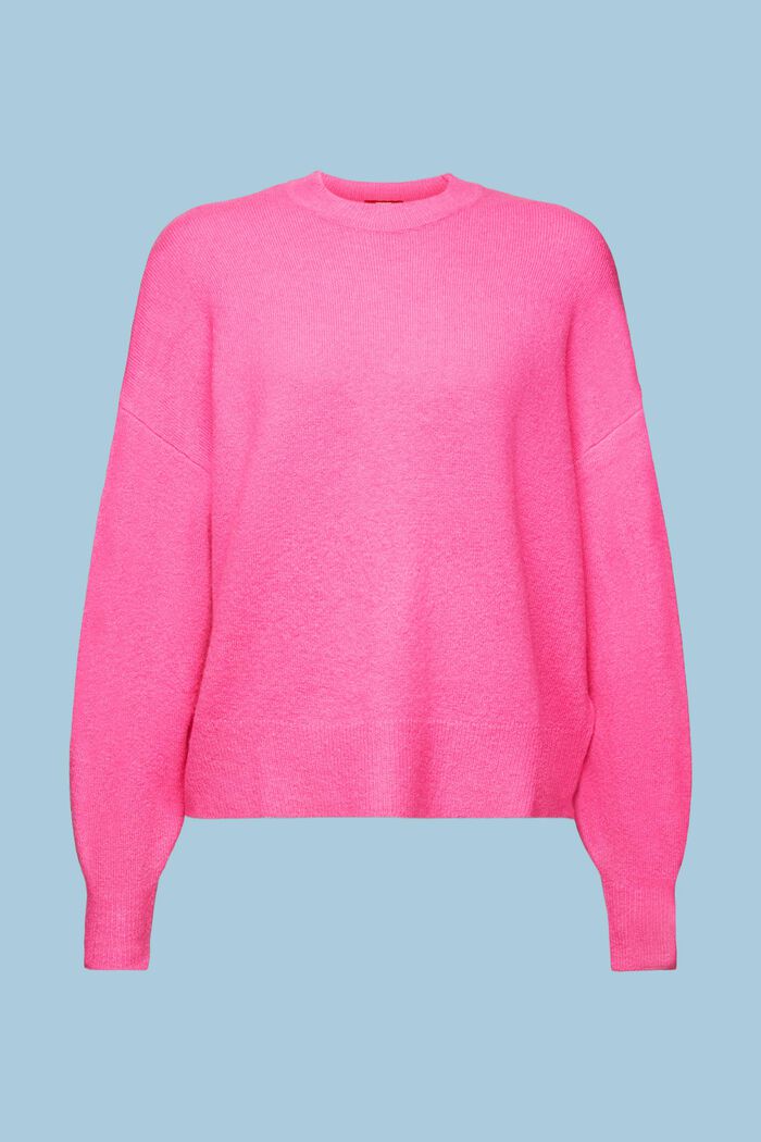 Wool Blend Crewneck Sweater, PINK FUCHSIA, detail image number 6
