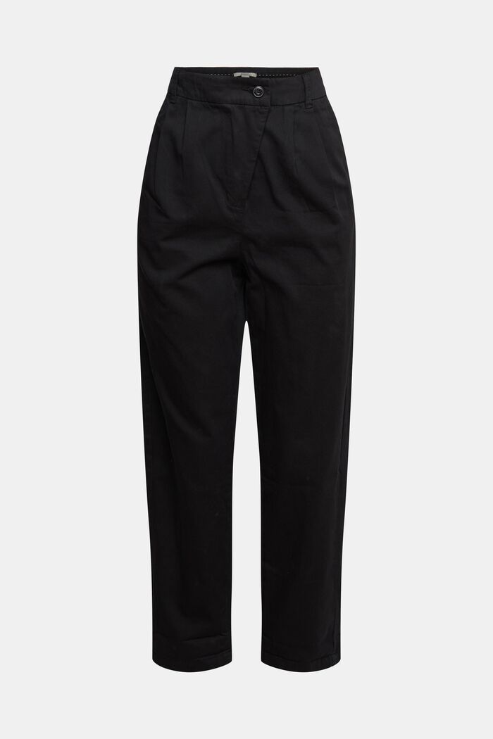 Pima Cotton High-Rise Straight Leg Chino Pants, BLACK, detail image number 0
