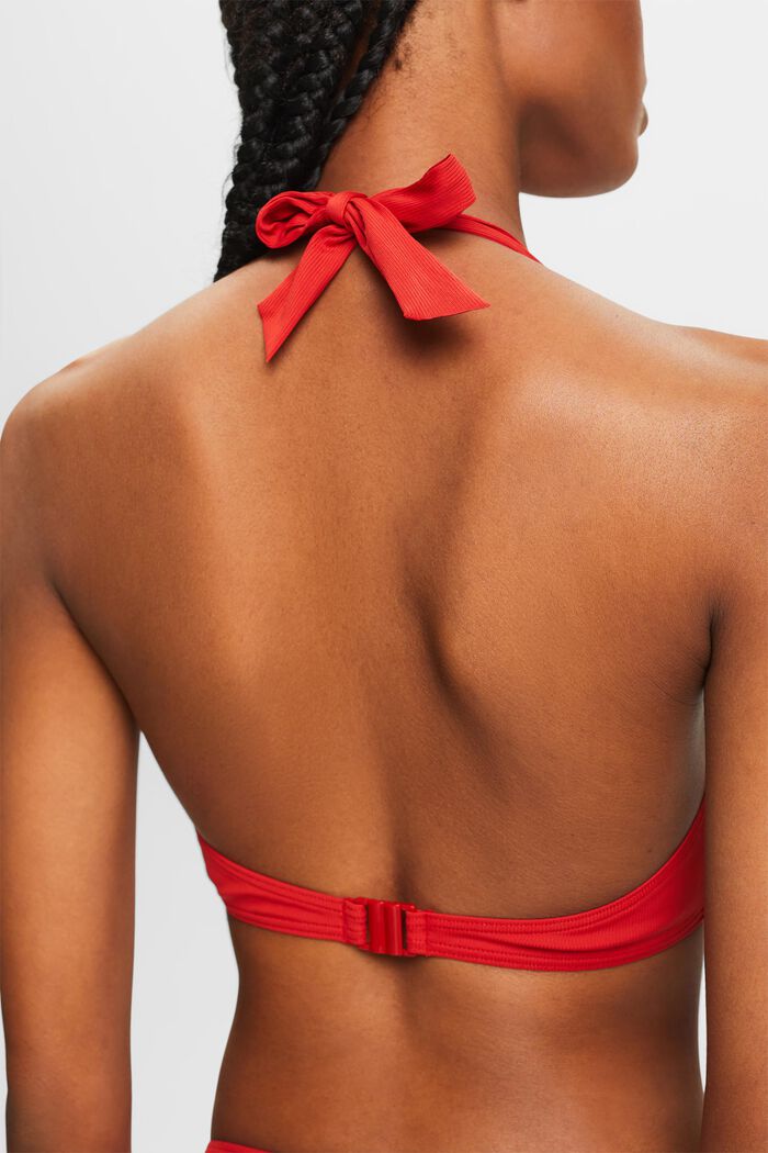 Padded Halterneck Bikini Top, DARK RED, detail image number 1