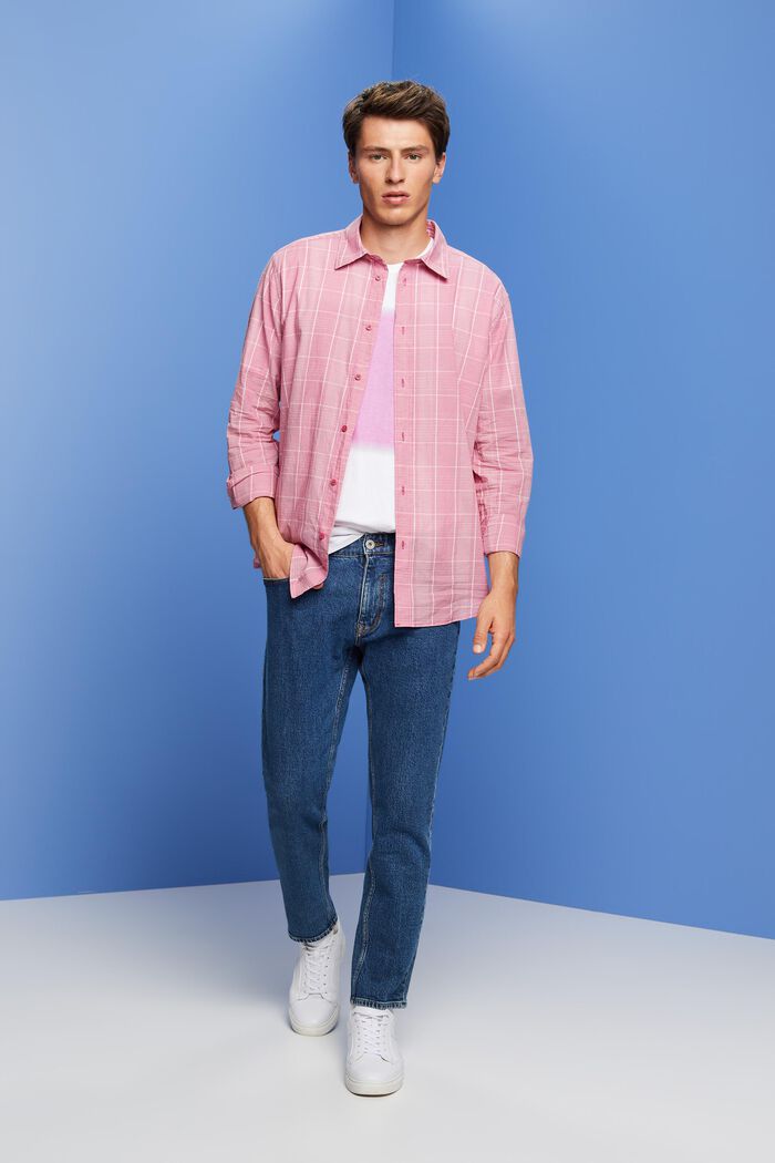 Lightweight check shirt, 100% cotton, DARK PINK, detail image number 1